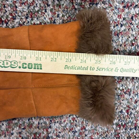 Vintage Original Lapin Italy Orange Suede Rabbit Fur Penny Lane Coat 44/US12 - Picture 14 of 16